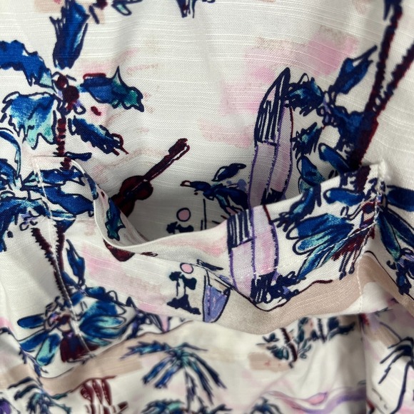 Tommy Bahama Hawaiian Shirt Mens Large Button Up Tree White Blue Aloha - Picture 5 of 11